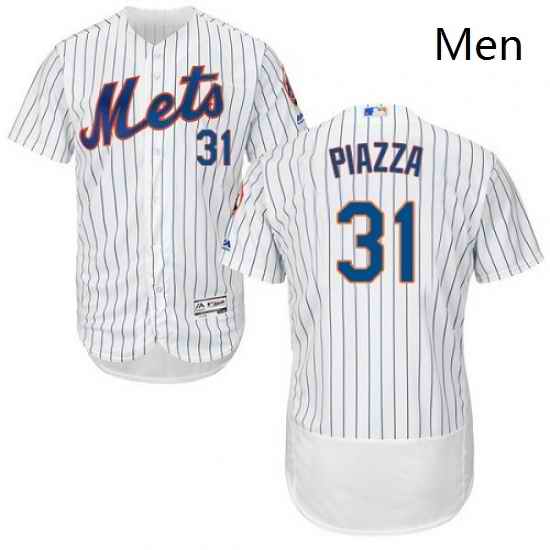 Mens Majestic New York Mets 31 Mike Piazza White Home Flex Base Authentic Collection MLB Jersey
